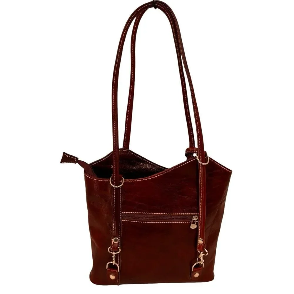 Marco Firenze Italian Leather Convertible Backpack Tote Bag Made In Ital…